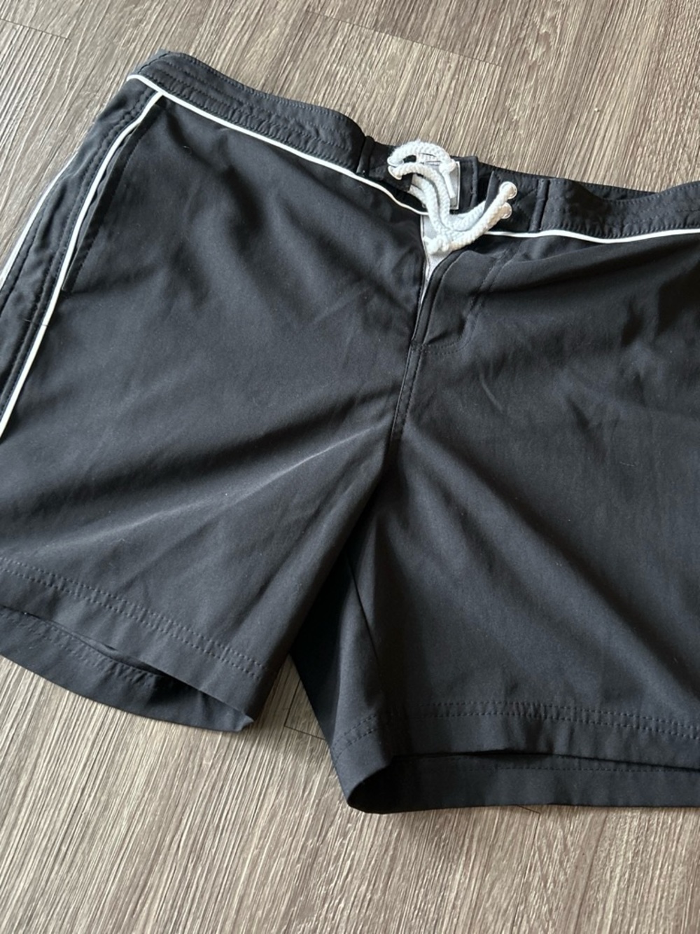 Original Penguin Black Swim Board Shorts with White Drawstring